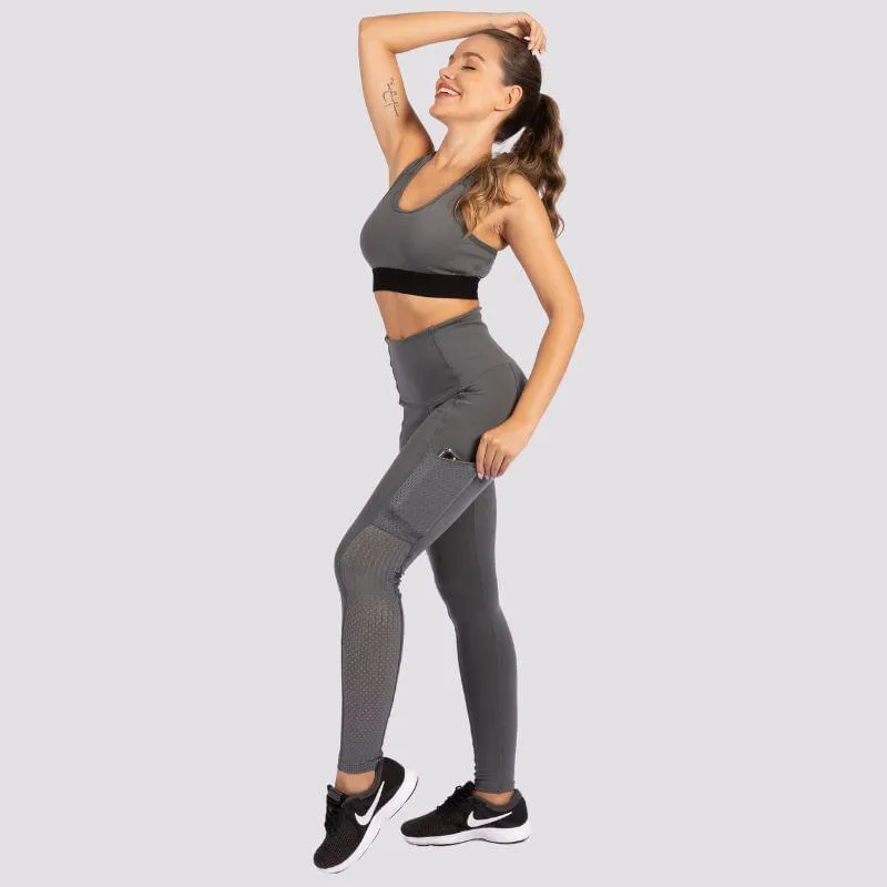 CALçA LEGGING CINTURA PERFEITA SLIM COM BOLSO EM TECIDO BASIC PP Gris  Cinza