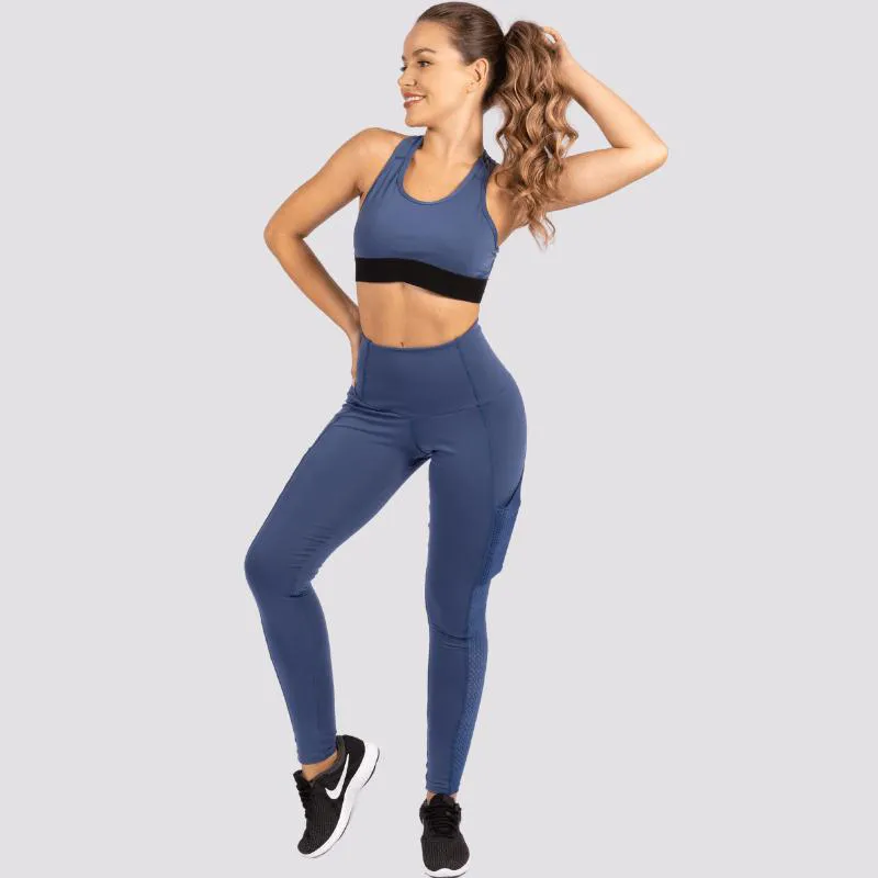 CALçA LEGGING CINTURA PERFEITA SLIM COM BOLSO EM TECIDO BASIC P Azul  Blue Jeans