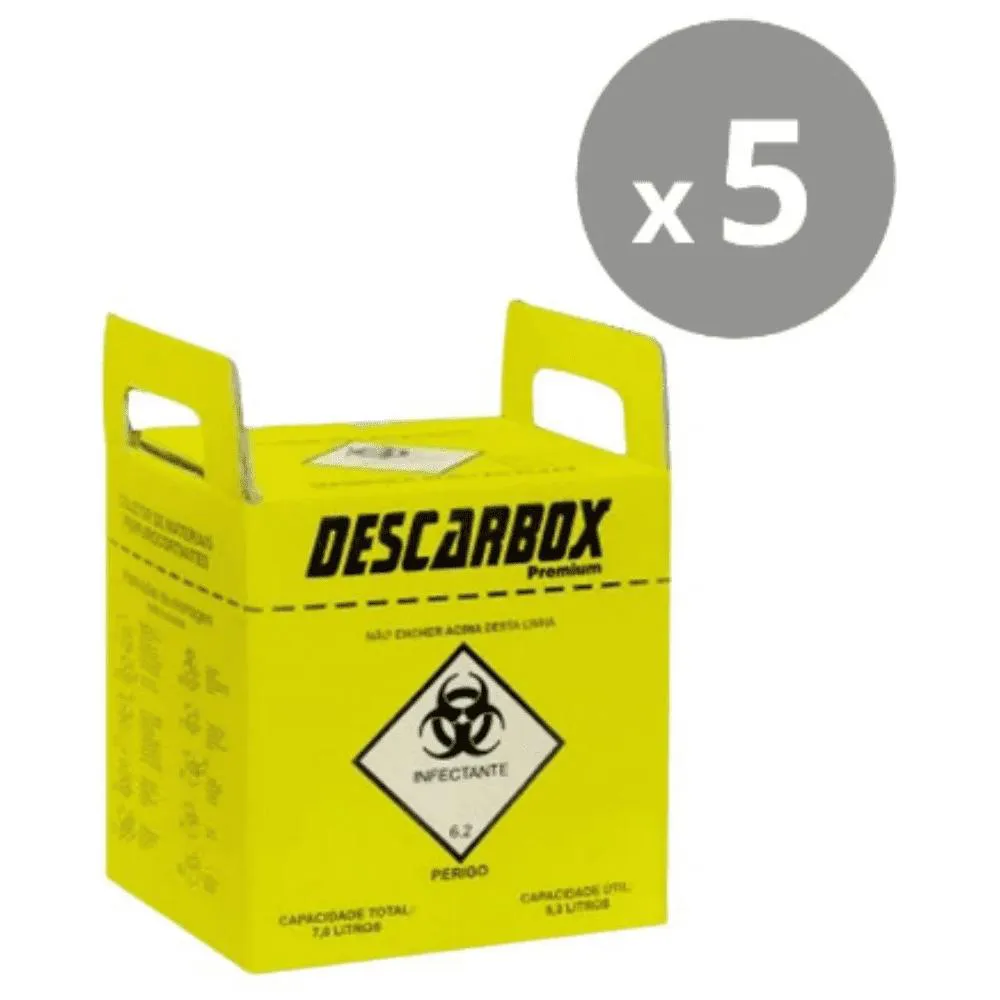 DESCARBOX COLETOR PARA MATERIAL PERFUROCORTANTE ECOLOGIC DESCARTáVEL 3L - KIT 5UN