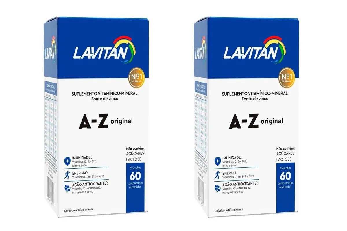 KIT 2 SUPLEMENTO LAVITAN A-Z ORIGINAL IMUNIDADE 60COMPS