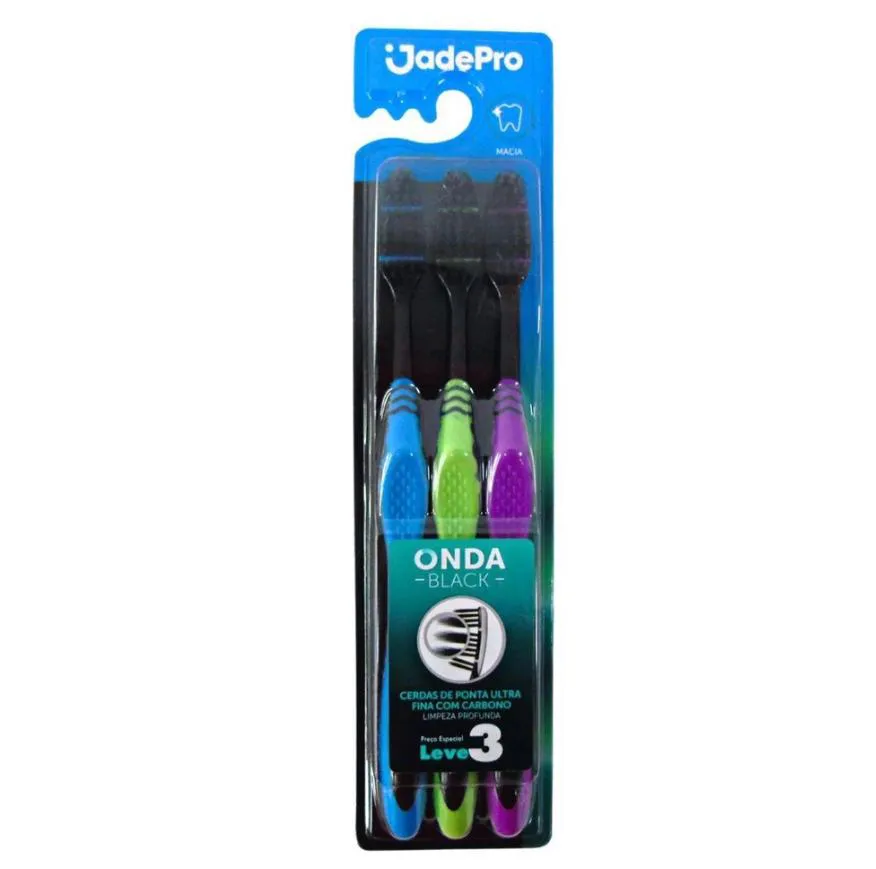 ESCOVA DE DENTE JADEPRO ONDA BLACK ULTRA FINA 3 UNIDADES