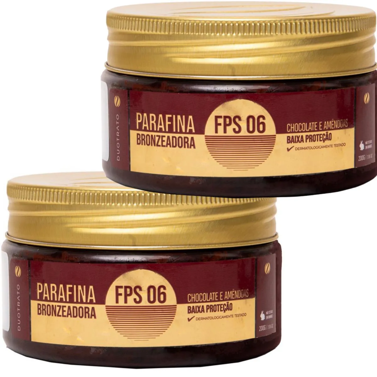 KIT 02 PARAFINA BRONZEADORA FPS 06 CHOCOL. E AMêNDOAS 200G