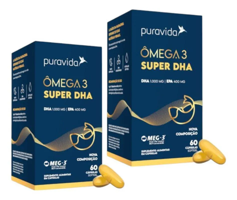 KIT 2 ÔMEGA 3 SUPER DHA 60 CAPS DHA 1000MG EPA 400MG