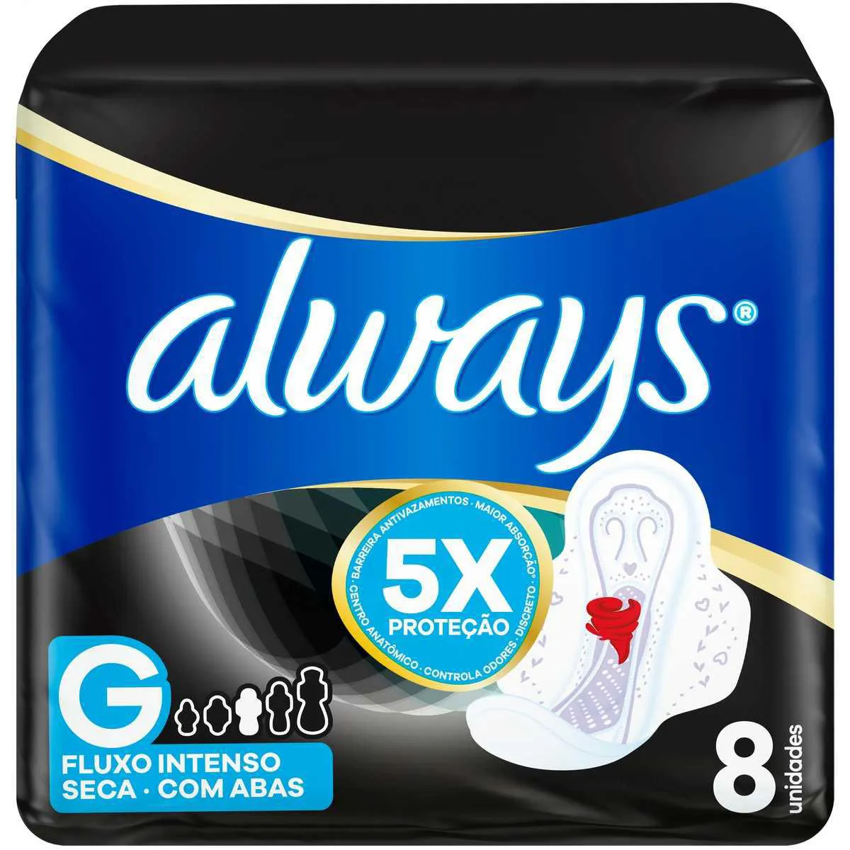 Absorvente Always Noturno Seca G com Abas com 8 unidades