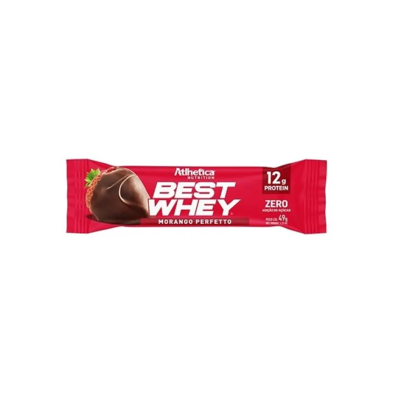 BEST WHEY BAR (62G) - VENCIMENTO 08/05/2025 - SABOR: MORANGO PERFEITO (49G)