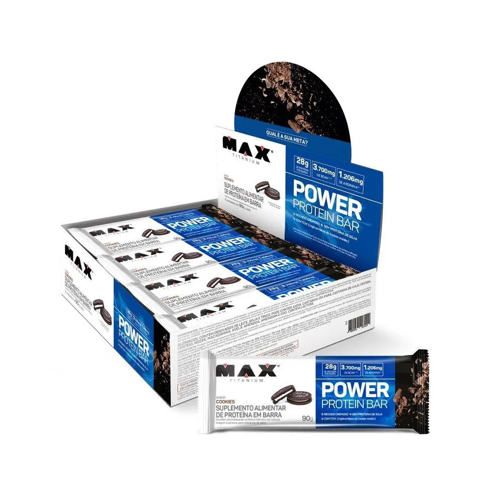 POWER PROTEIN BAR CAIXA COM 8 UNIDADES (720G) - SABOR: COOKIES