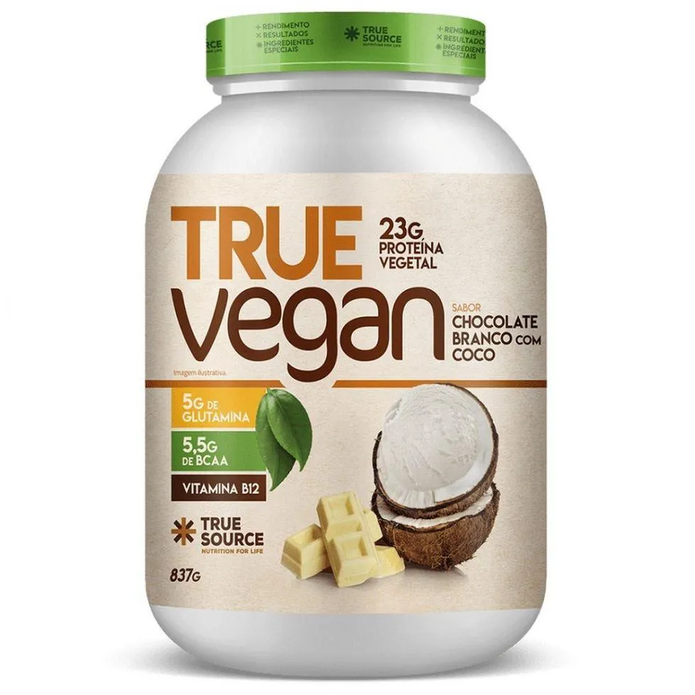 TRUE VEGAN (837G) - SABOR: CHOCOLATE BRANCO C/ COCO