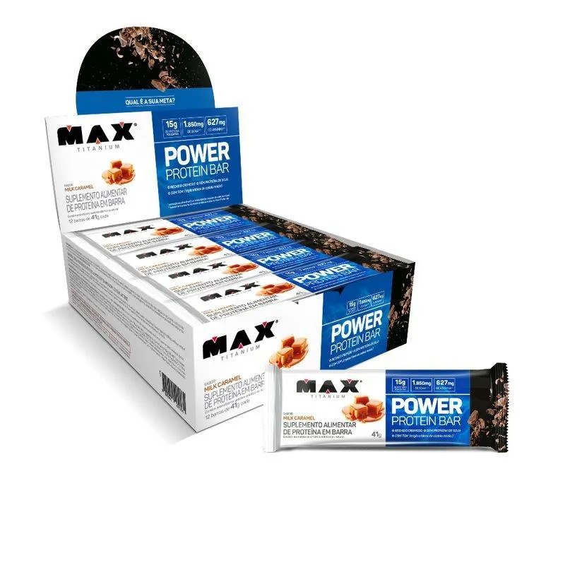 POWER PROTEIN BAR CAIXA COM 12 UNIDADES (492G) - SABOR: MILK CARAMEL