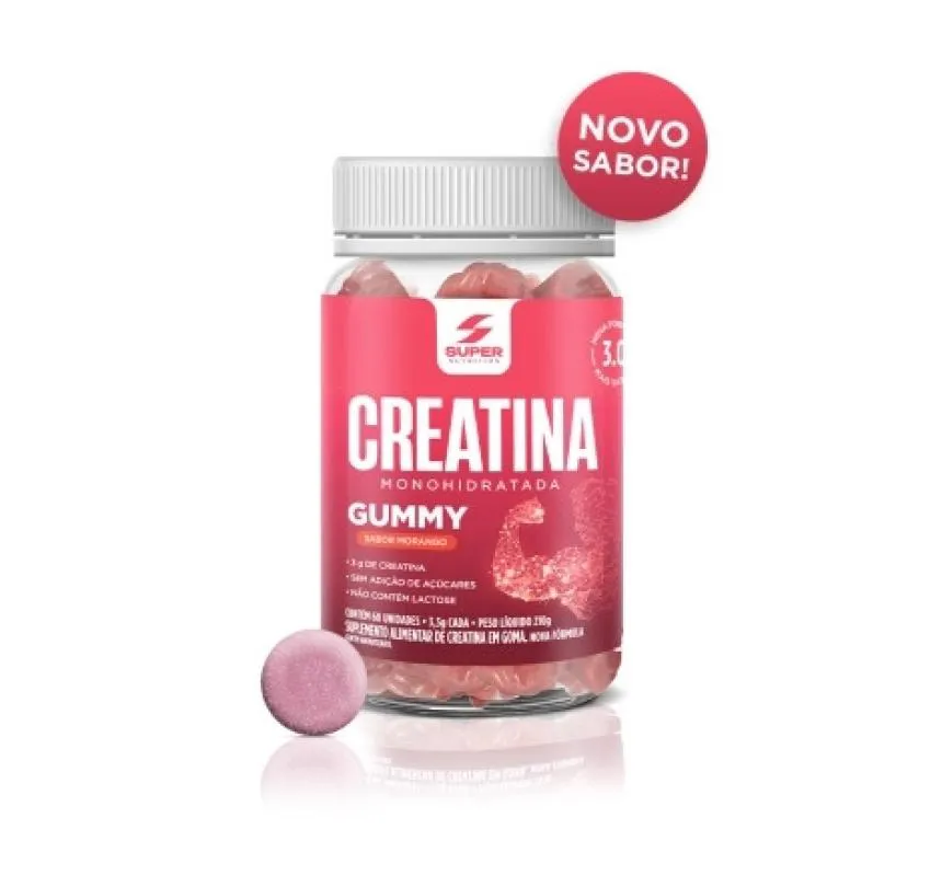 SUPER GUMMY CREATINA (60 GOMAS) - SABOR: MORANGO