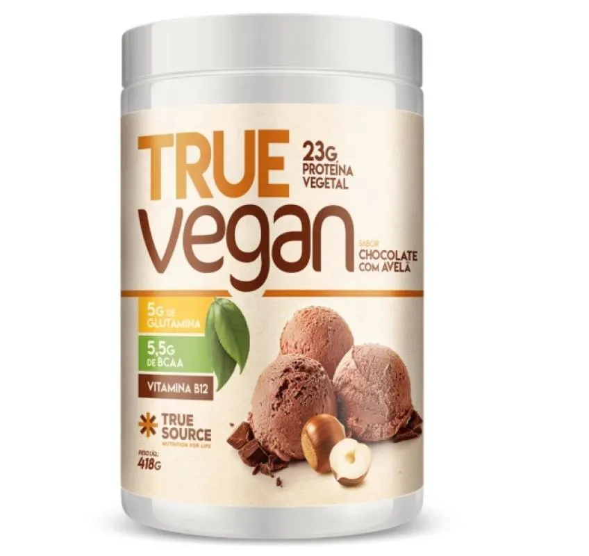 TRUE VEGAN (418G) - SABOR: CHOCOLATE C/ AVELã