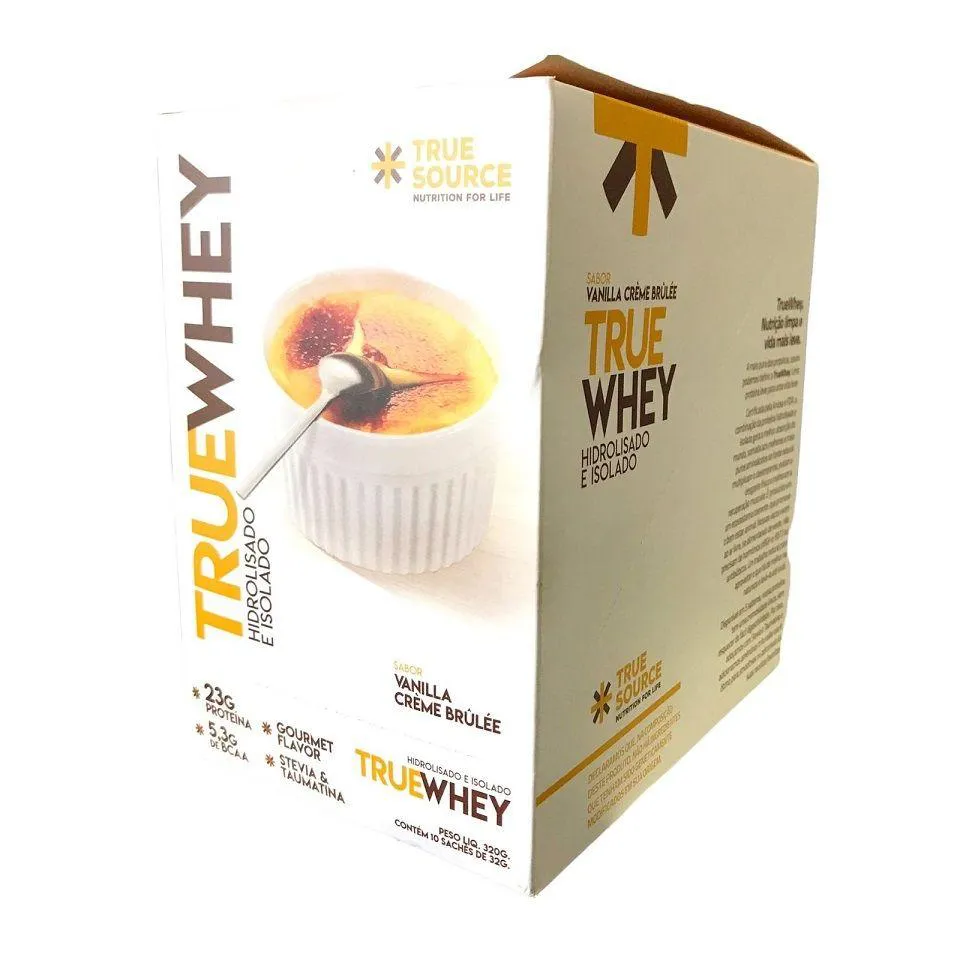 TRUE WHEY DISPLAY 320G (10 SACHêS DE 32G) - HIDROLISADO E ISOLADO - SABOR: VANILLA CREME BRULLE