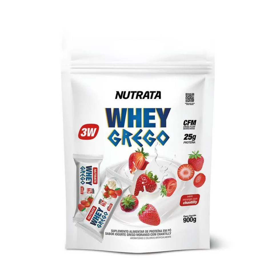 WHEY GREGO REFIL (900G) - SABOR: MORANGO COM CHANTILLY