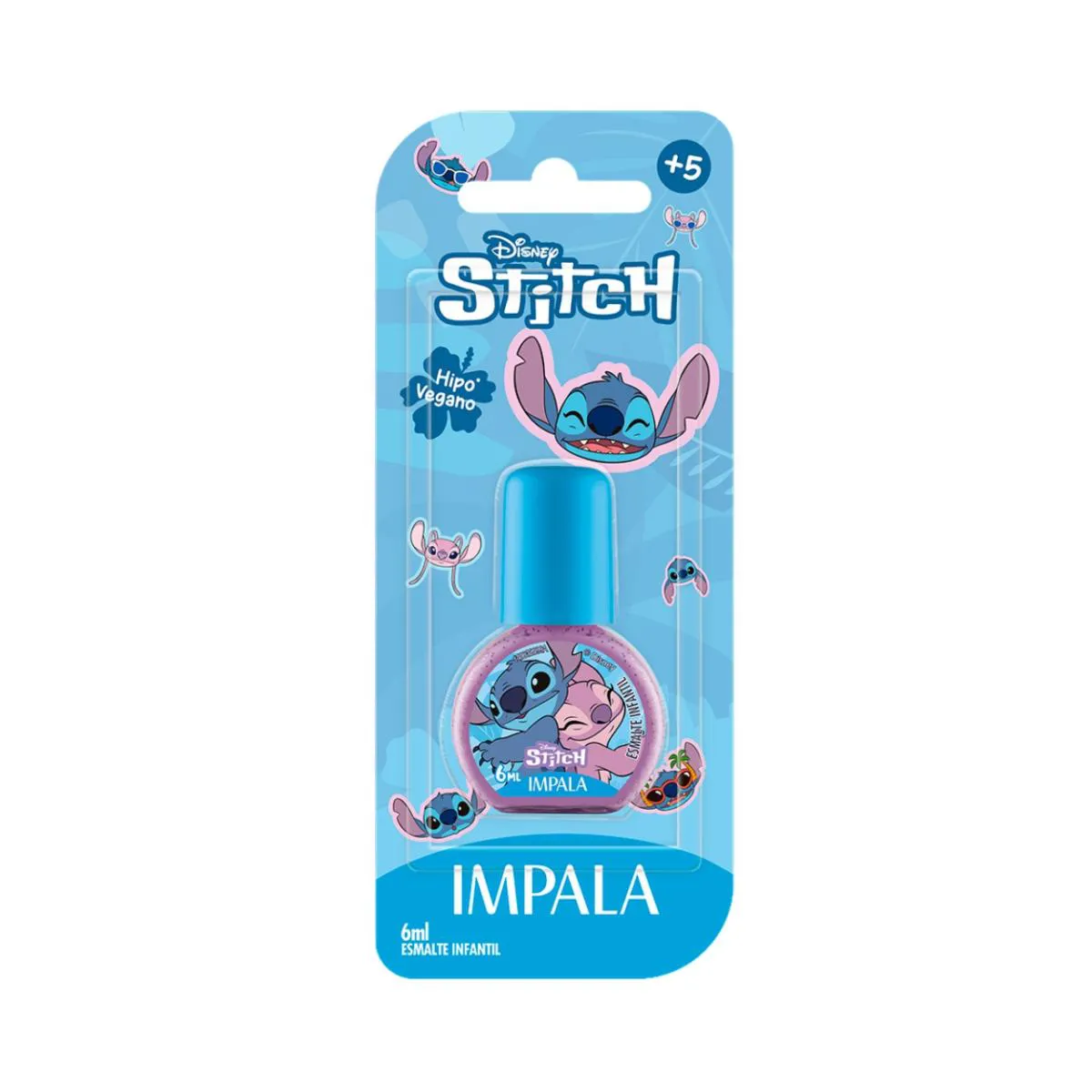 ESMALTE IMPALA KIDS STITCH NUNCA ABANDONAR GLITTER DISNEY