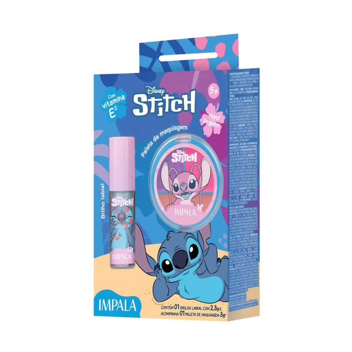 KIT PALETA MAQUIAGEM E BRILHO LABIAL ANGEL INFANTIL IMPALA