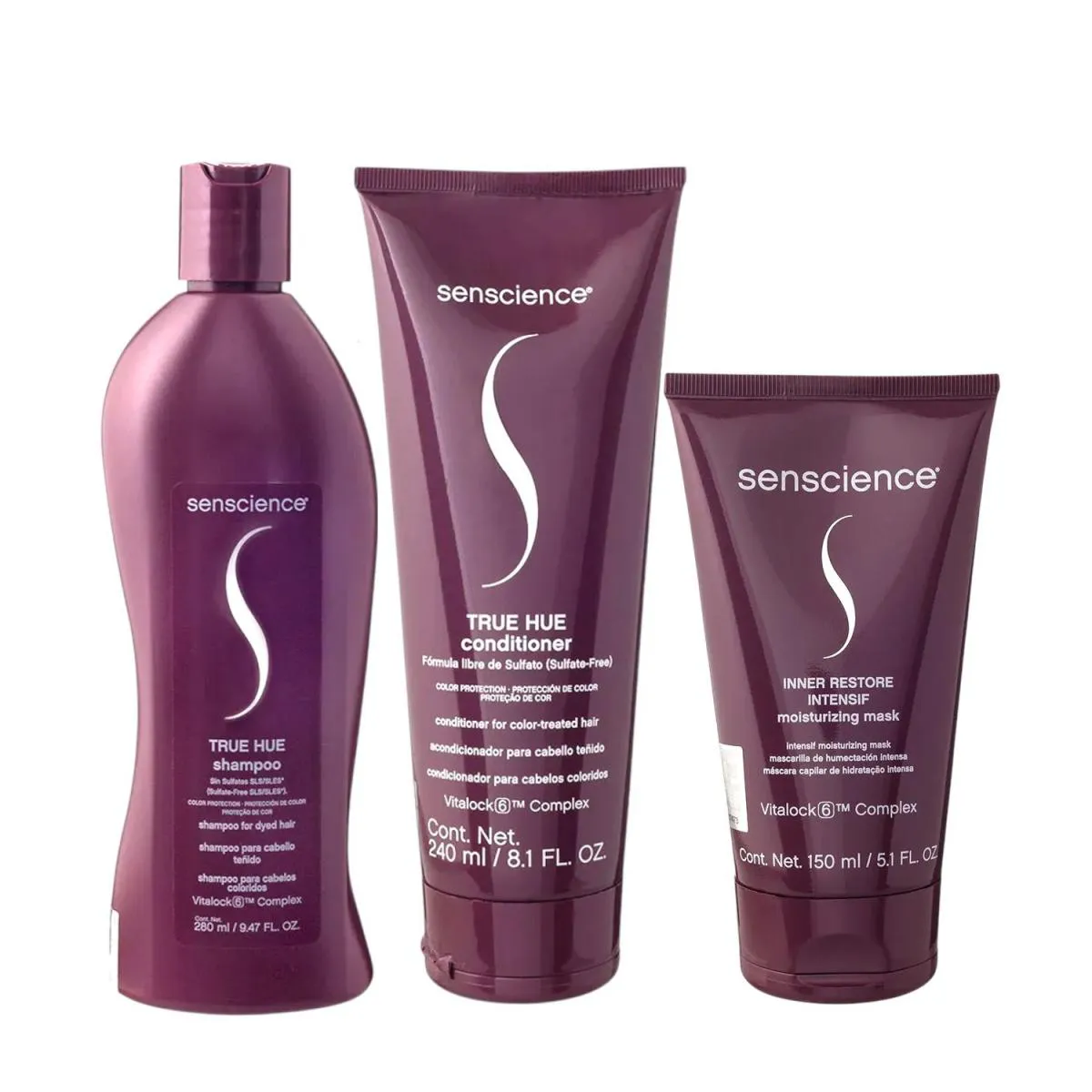 KIT SENSCIENCE TRUE HUE SHAMPOO 280ML + CONDICIONADOR 240ML + INNER INTENSIF 150ML