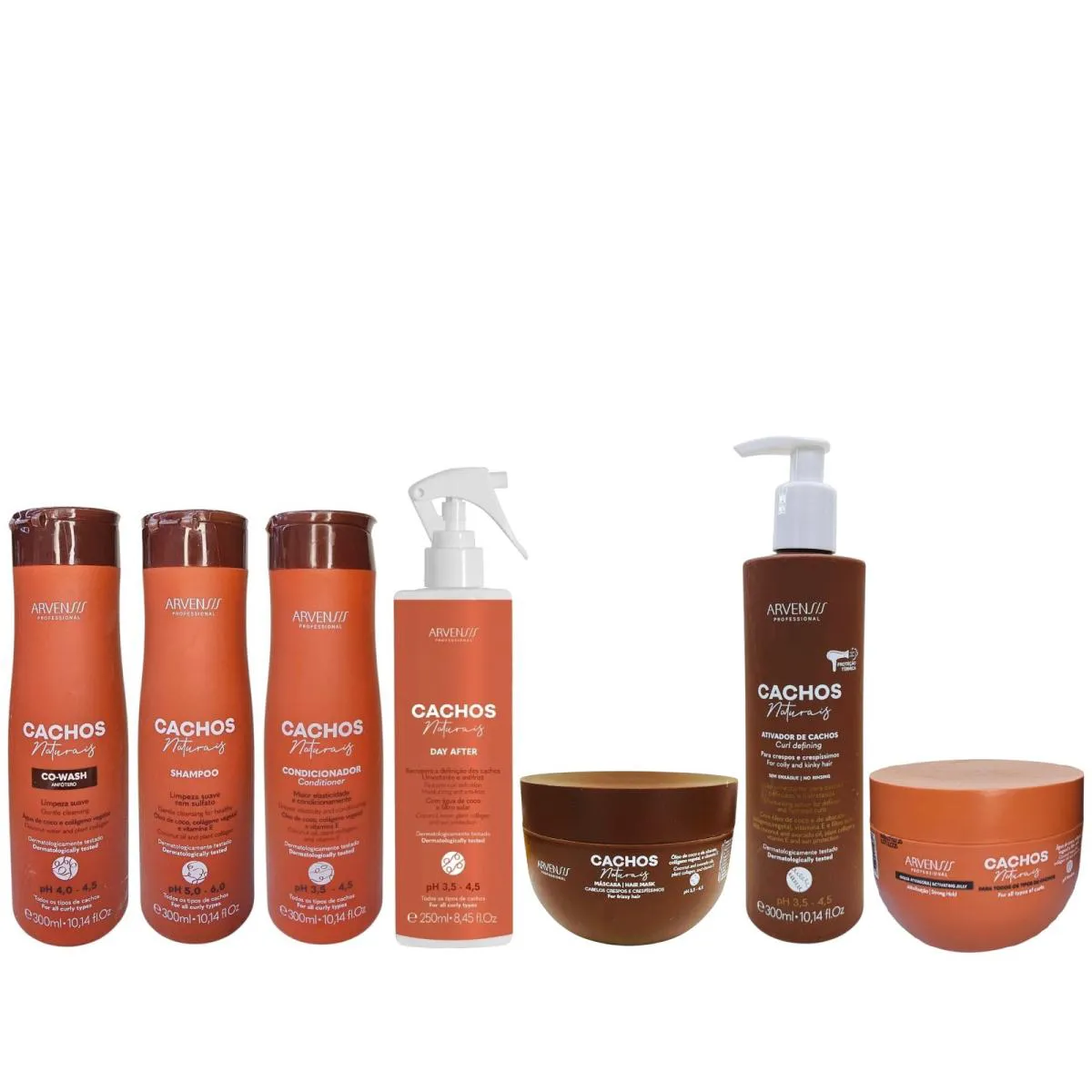 KIT ARVENSIS CACHOS NATURAIS (5 PRODUTOS) + ATIVADOR CRESPOS 300ML + MáSCARA CRESPOS 250G