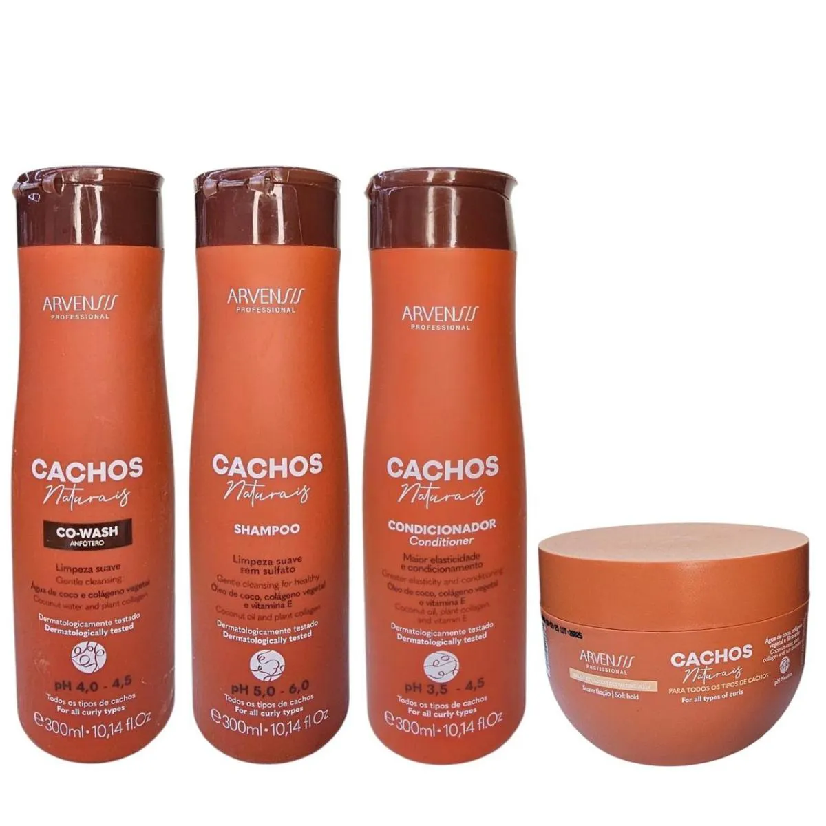 KIT ARVENSIS CACHOS NATURAIS - SHAMPOO 300ML + CONDICIONADOR 300ML + CO-WASH 300ML + GELEIA ATIVADORA 250G