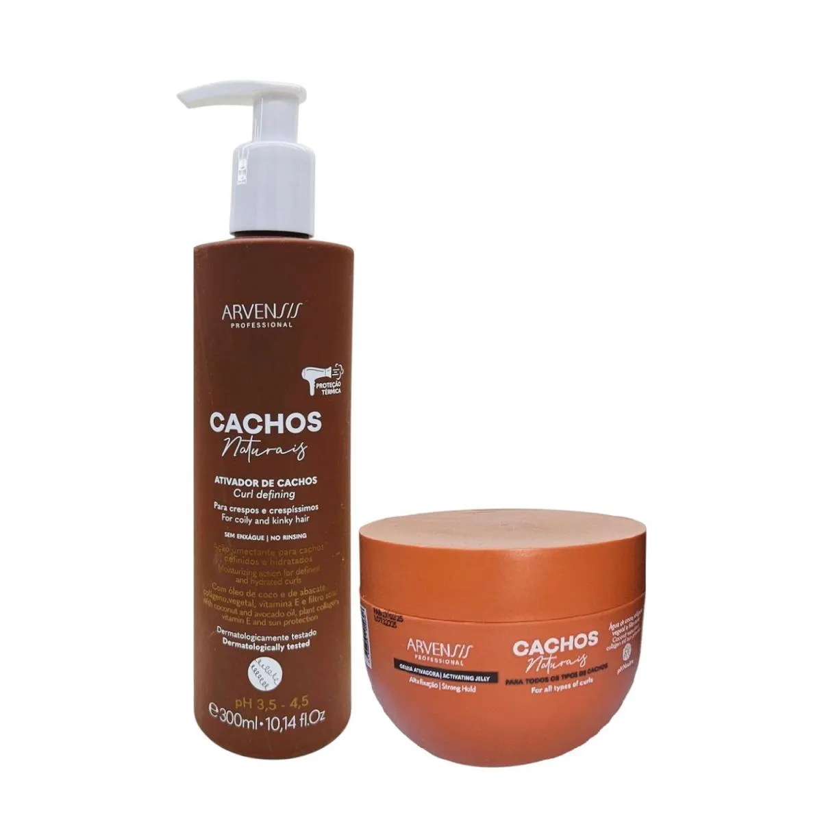 KIT ARVENSIS PROFESSIONAL CACHOS NATURAIS - ATIVADOR DE CACHOS CRESPOS 300ML + GELEIA ALTA FIXAçãO 250G