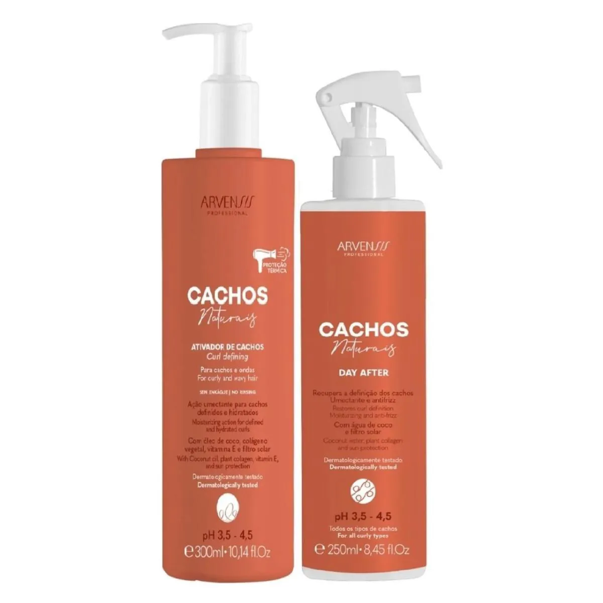 KIT ARVENSIS PROFESSIONAL CACHOS NATURAIS - ATIVADOR DE CACHOS CURL DEFINING 300ML + DAY AFTER 250ML