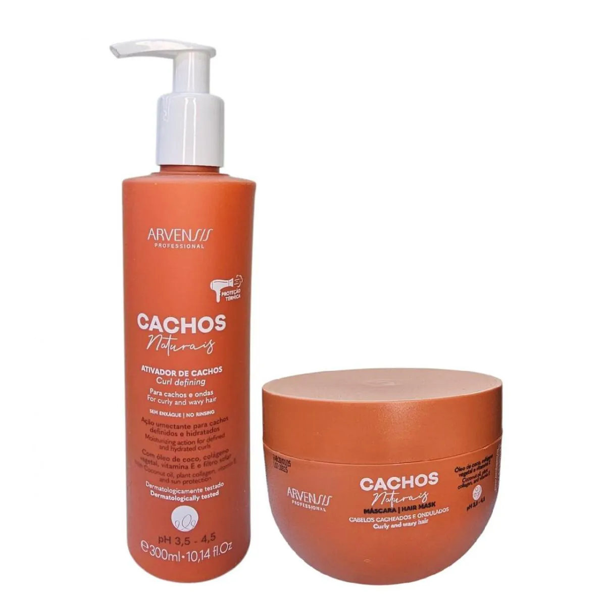 KIT ARVENSIS PROFESSIONAL CACHOS NATURAIS - ATIVADOR DE CACHOS CURL DEFINING 300ML + MáSCARA 250G