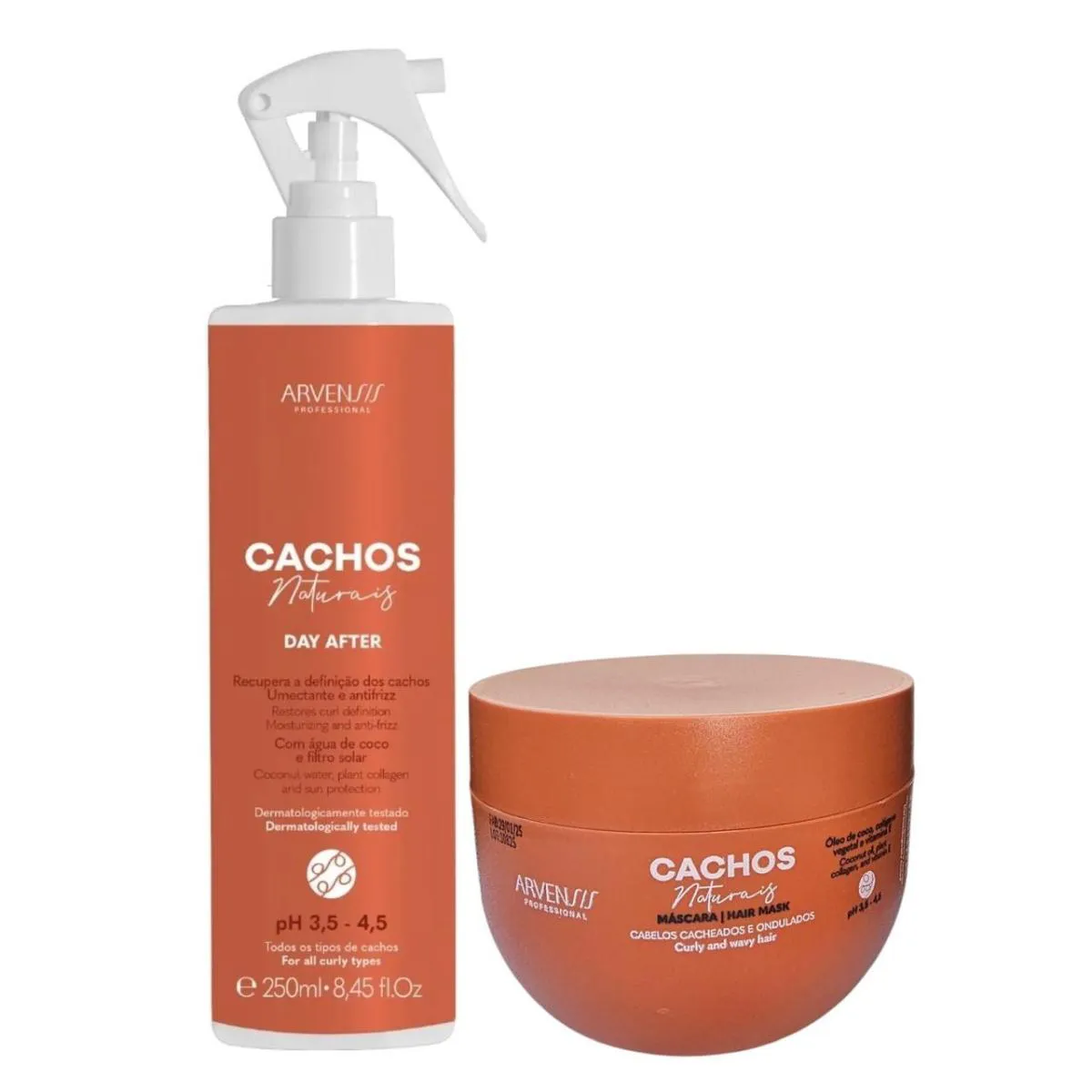 KIT ARVENSIS PROFESSIONAL CACHOS NATURAIS - DAY AFTER 250ML + MáSCARA 250G