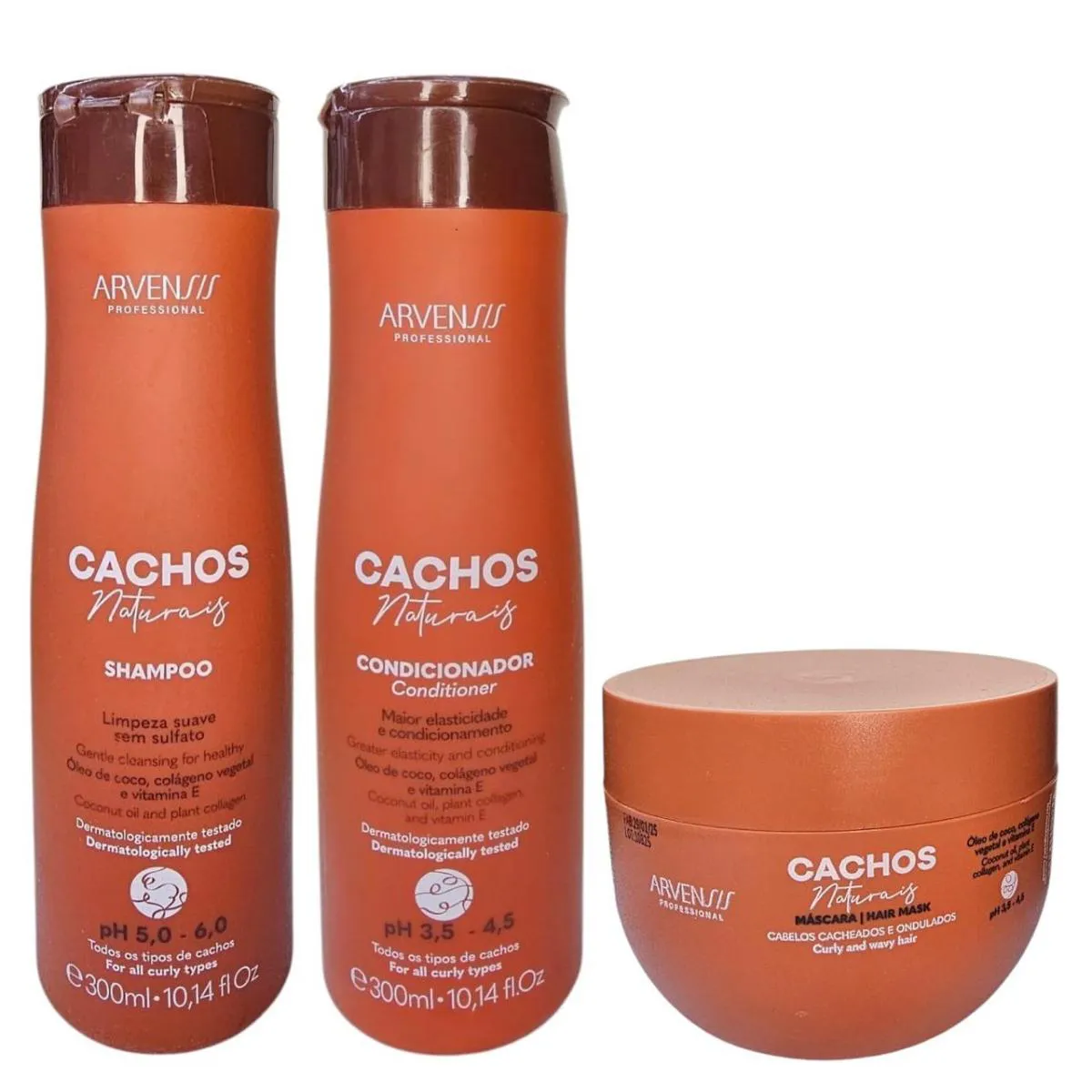 KIT ARVENSIS PROFESSIONAL CACHOS NATURAIS - SHAMPOO 300ML + CONDICIONADOR 300ML + MáSCARA 250ML