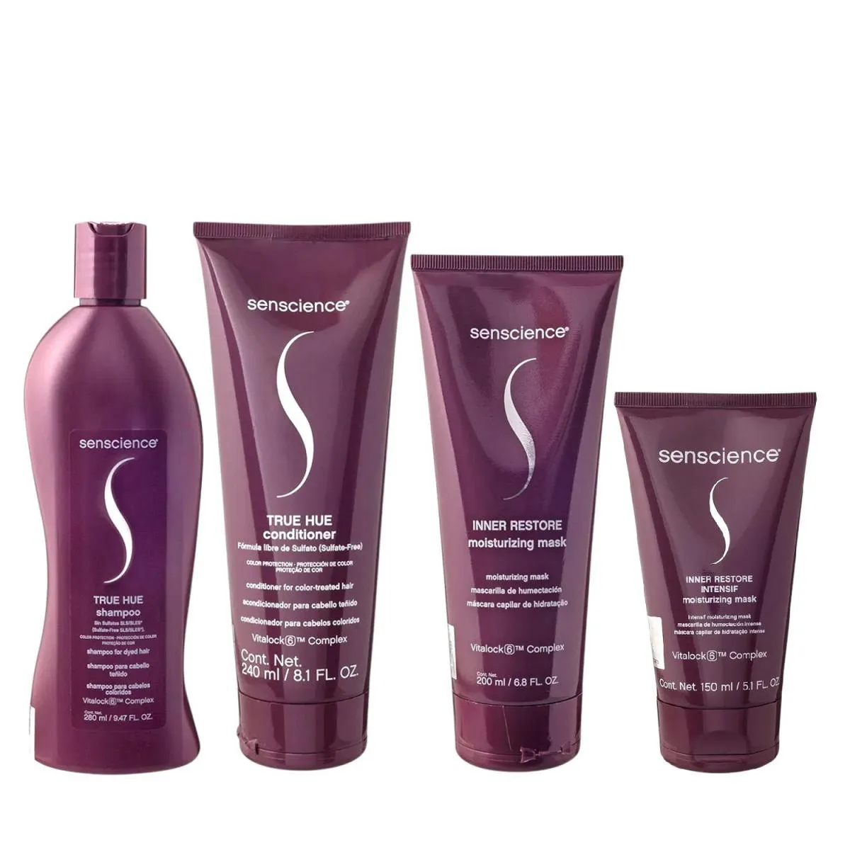 KIT SENSCIENCE TRUE HUE SHAMPOO 280ML + CONDICIONADOR 240ML + INNER DEEP 200ML + INNER INTENSIF 150ML