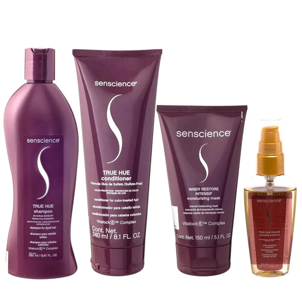 KIT SENSCIENCE TRUE HUE SHAMPOO 280ML + CONDICIONADOR 240ML + INNER INTENSIF 150ML + SéRUM 55ML