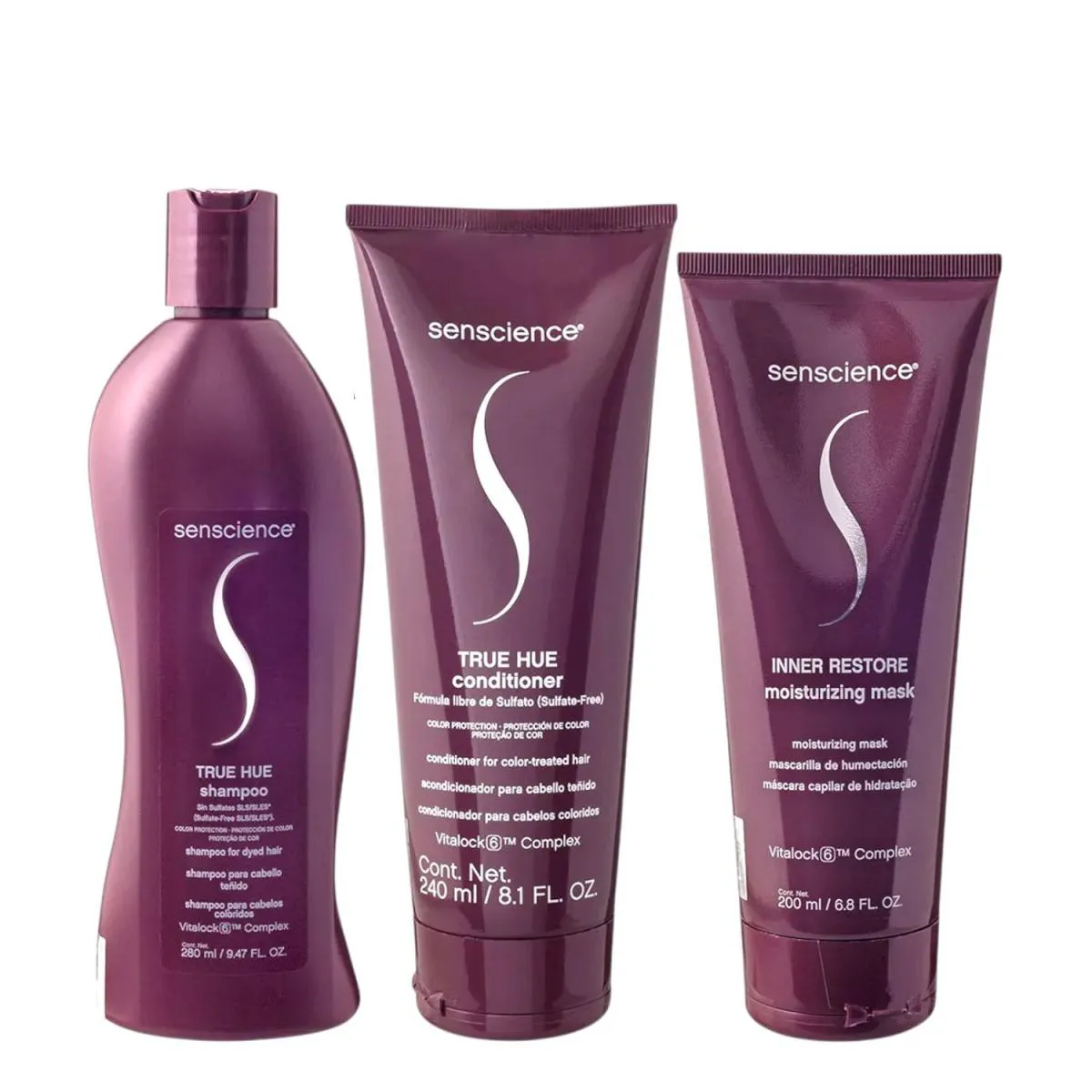 KIT SENSCIENCE TRUE HUE SHAMPOO 280ML + CONDICIONADOR 240ML + INNER RESTORE DEEP 200ML