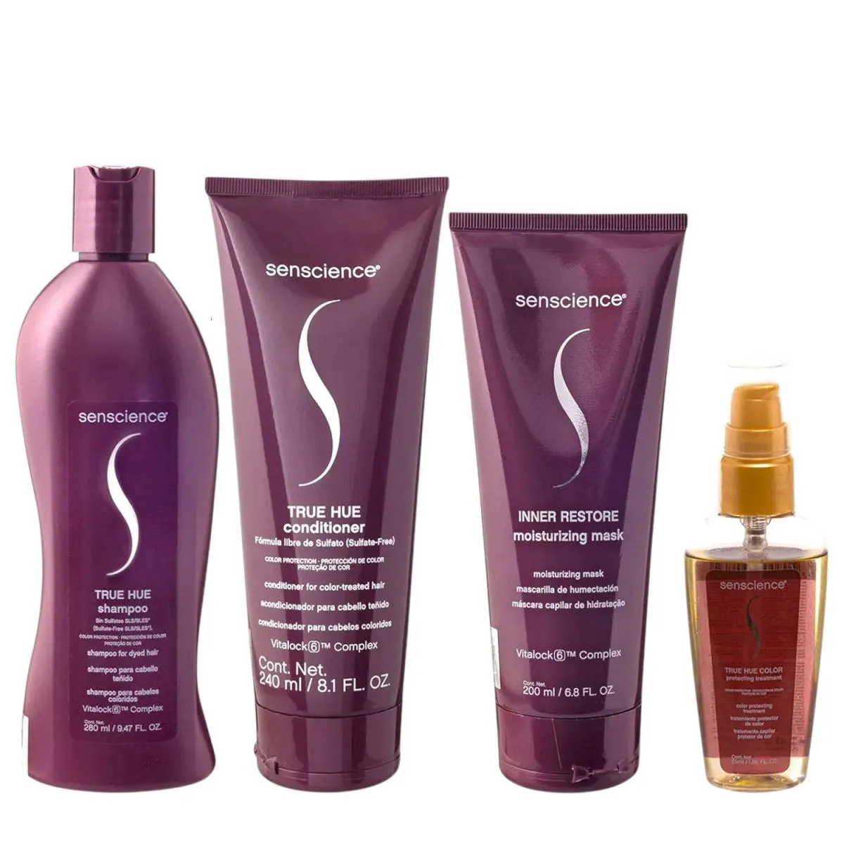 KIT SENSCIENCE TRUE HUE SHAMPOO 280ML + CONDICIONADOR 240ML + INNER RESTORE DEEP 200ML + SéRUM 55ML