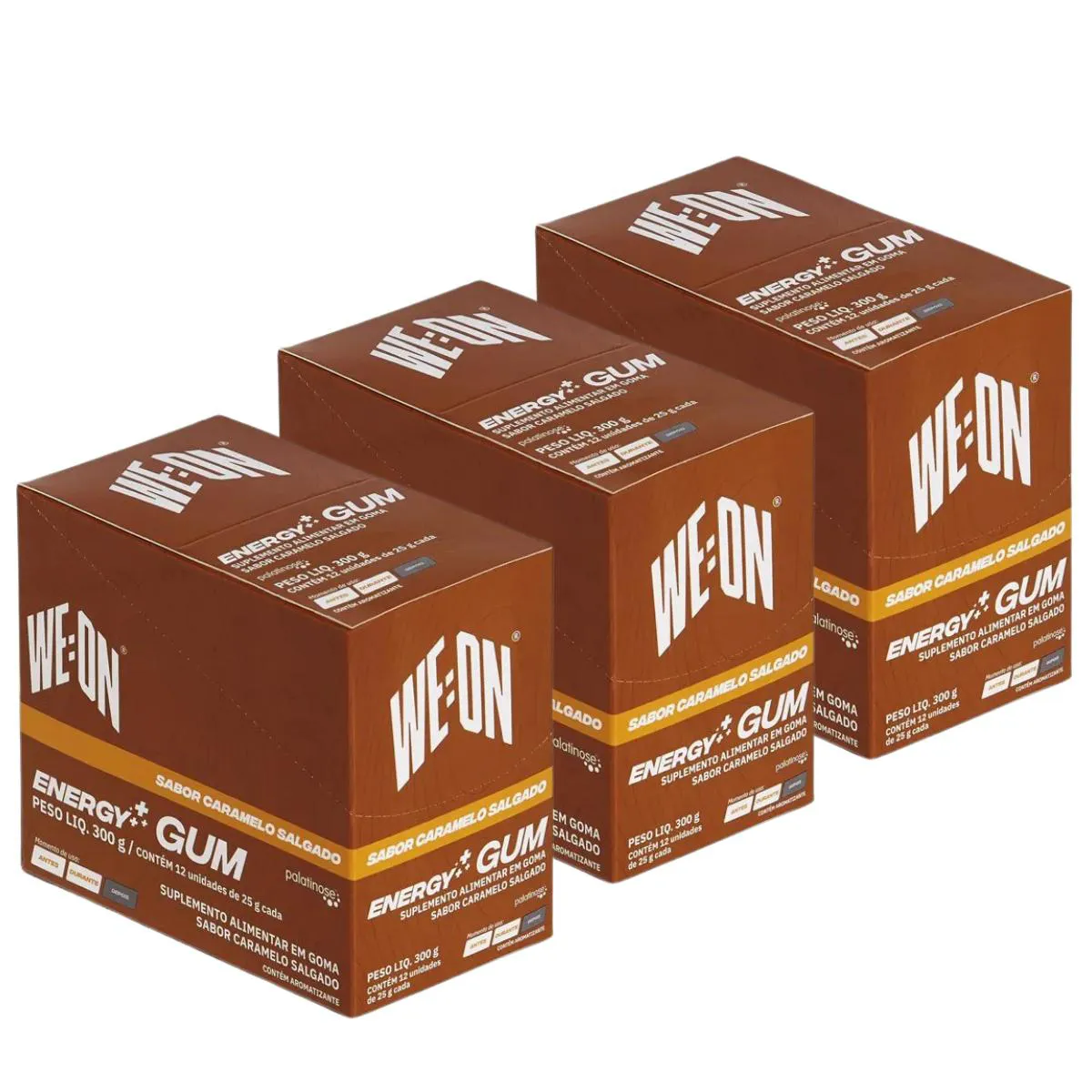 3X WEON ENERGY GUM PALATINOSE GOMA CARAMELO SALGADO 12 UNIDADES 50G