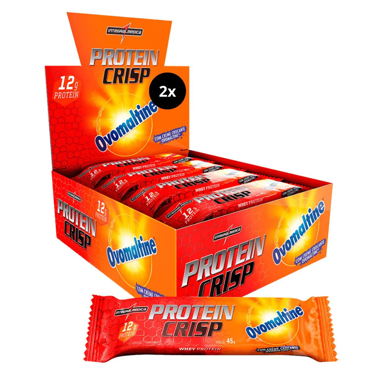 2X BARRA PROTEICA CRISP INTEGRALMEDICA OVOMALTINE 12 UNIDADES 45G