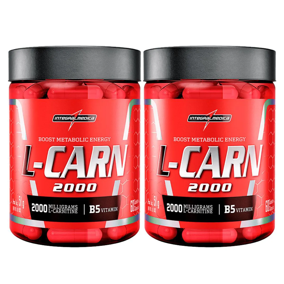 2X L-CARNITINA 2000MG INTEGRALMEDICA 60 CAPSULAS SEM Sabor