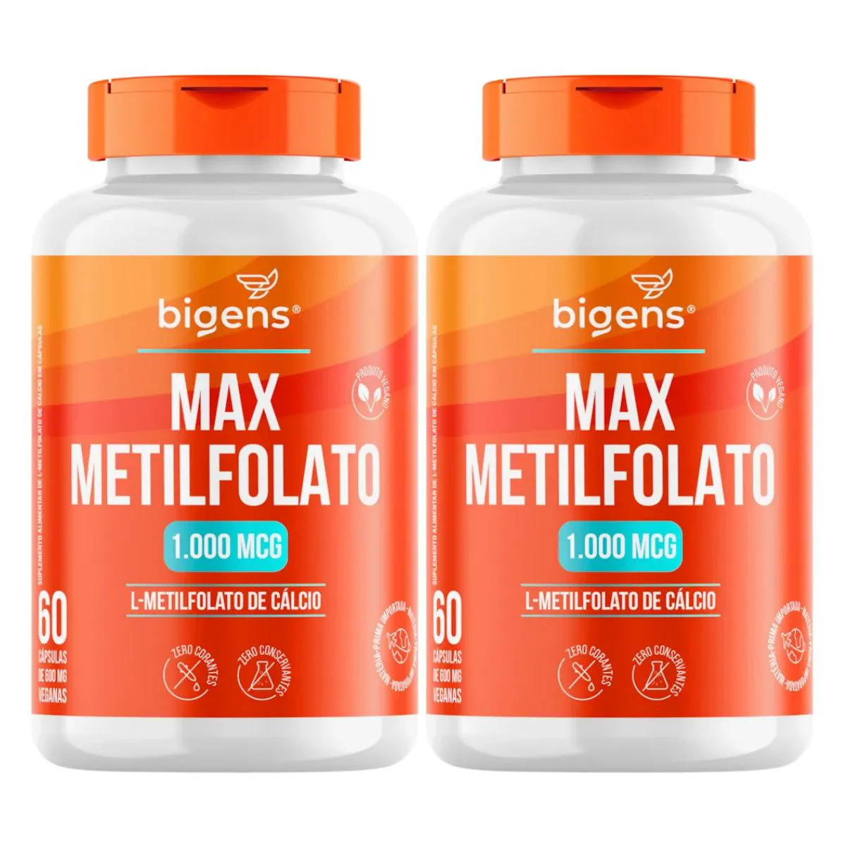 2X MAX METILFOLATO 1000MCG BIGENS 60 CAPSULAS SEM Sabor