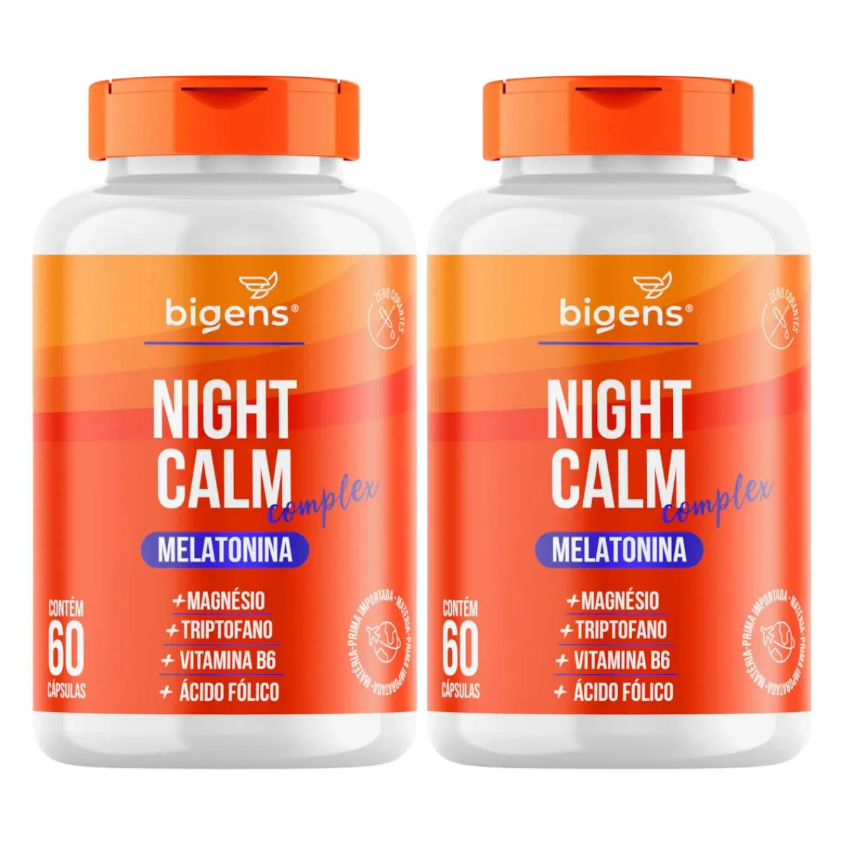 2X MELATONINA NIGHT CALM COMPLEX BIGENS 60 CAPSULAS SEM Sabor