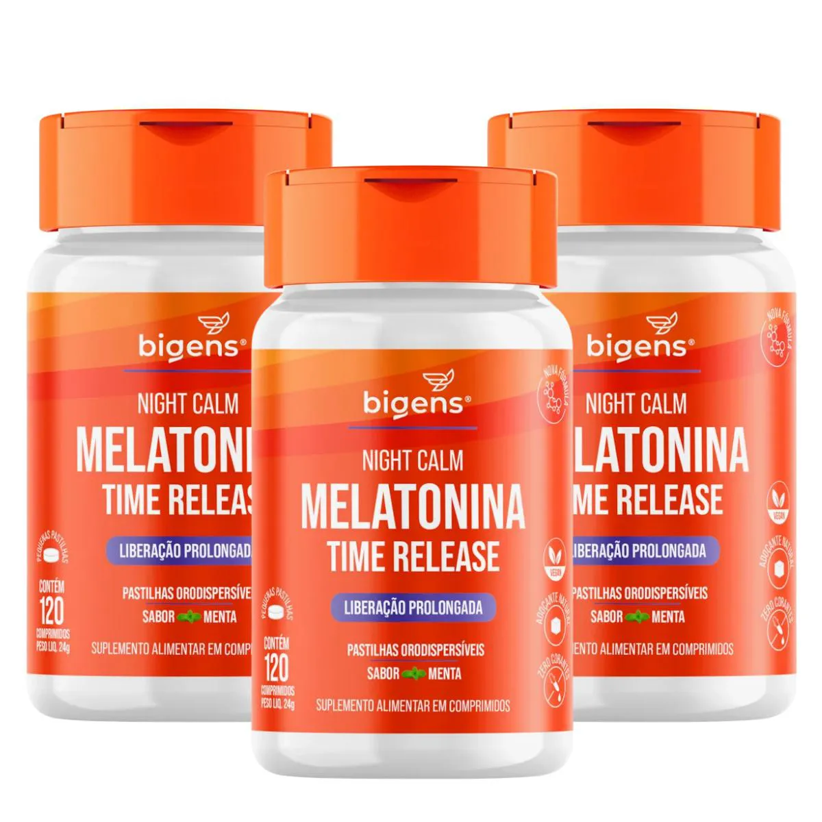 2X MELATONINA NIGHT CALM TIME RELEASE BIGENS MENTA 120 TABLETES