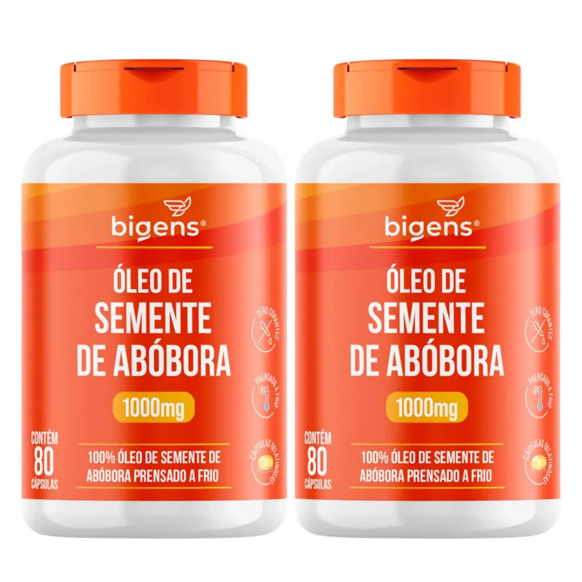 2X ÓLEO DE SEMENTE DE ABOBORA 1000MG BIGENS 80 CAPSULAS SEM Sabor