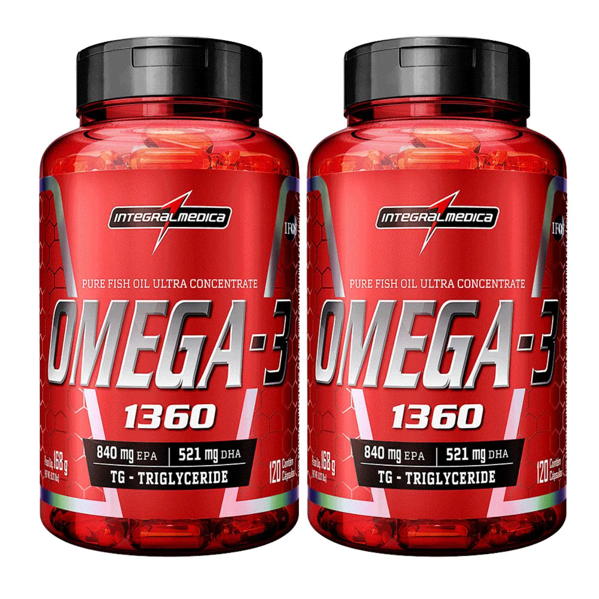 2X ÔMEGA 3 EPA 840MG DHA 521MG INTEGRALMEDICA 120 CAPSULAS SEM Sabor