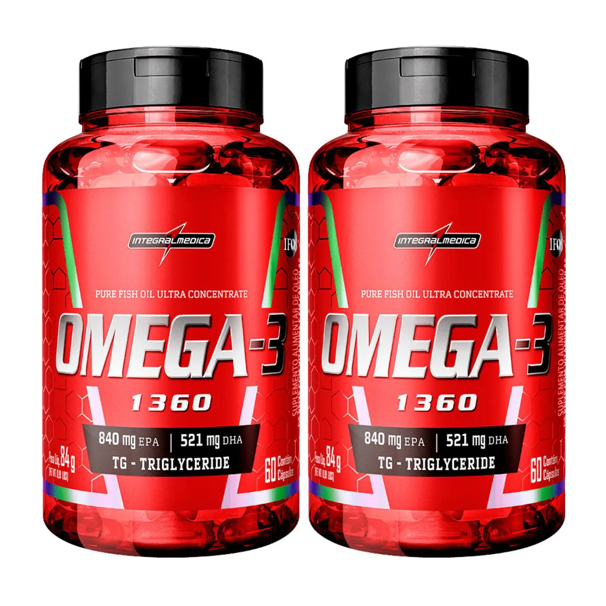 2X ÔMEGA 3 EPA 840MG DHA 521MG INTEGRALMEDICA 60 CAPSULAS SEM Sabor