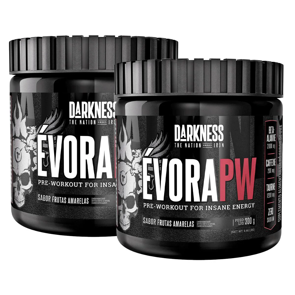 2X PRE TREINO EVORA PW DARKNESS FRUTAS AMARELAS 300G