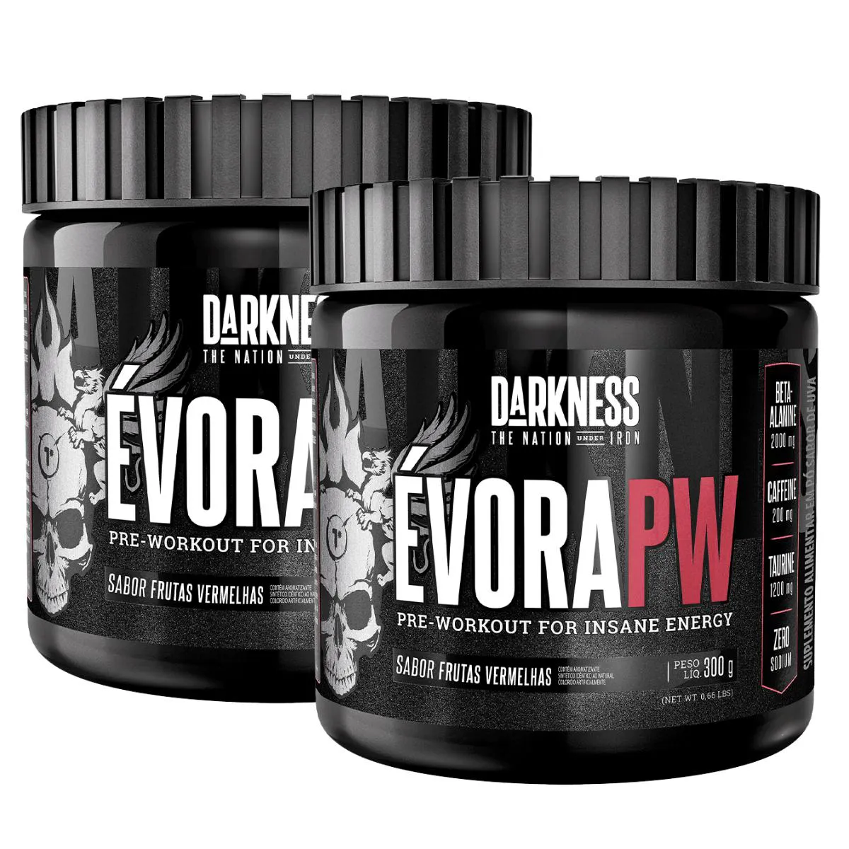 2X PRE TREINO EVORA PW DARKNESS FRUTAS VERMELHAS 300G