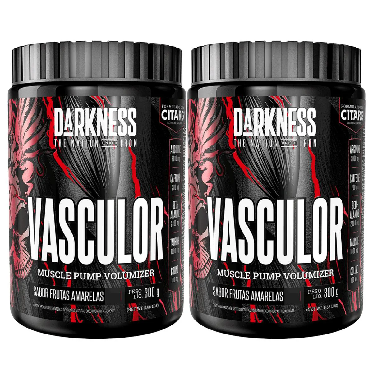 2X PRE TREINO VASCULOR DARKNESS FRUTAS AMARELAS 300G