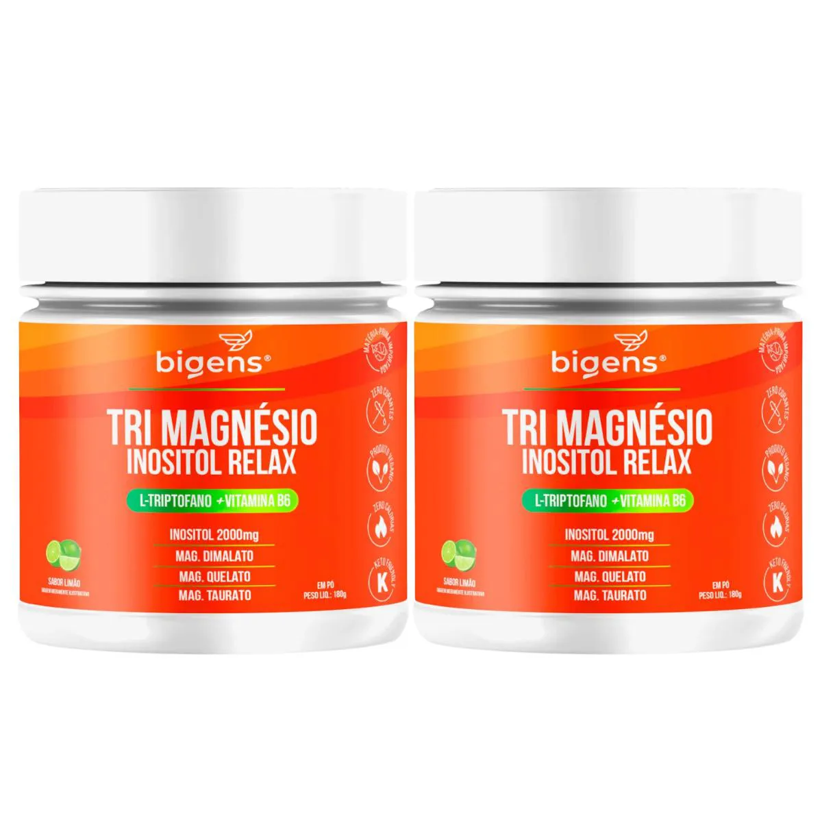 2X TRI MAGNéSIO INOSITOL RELAX BIGENS LIMãO 180G