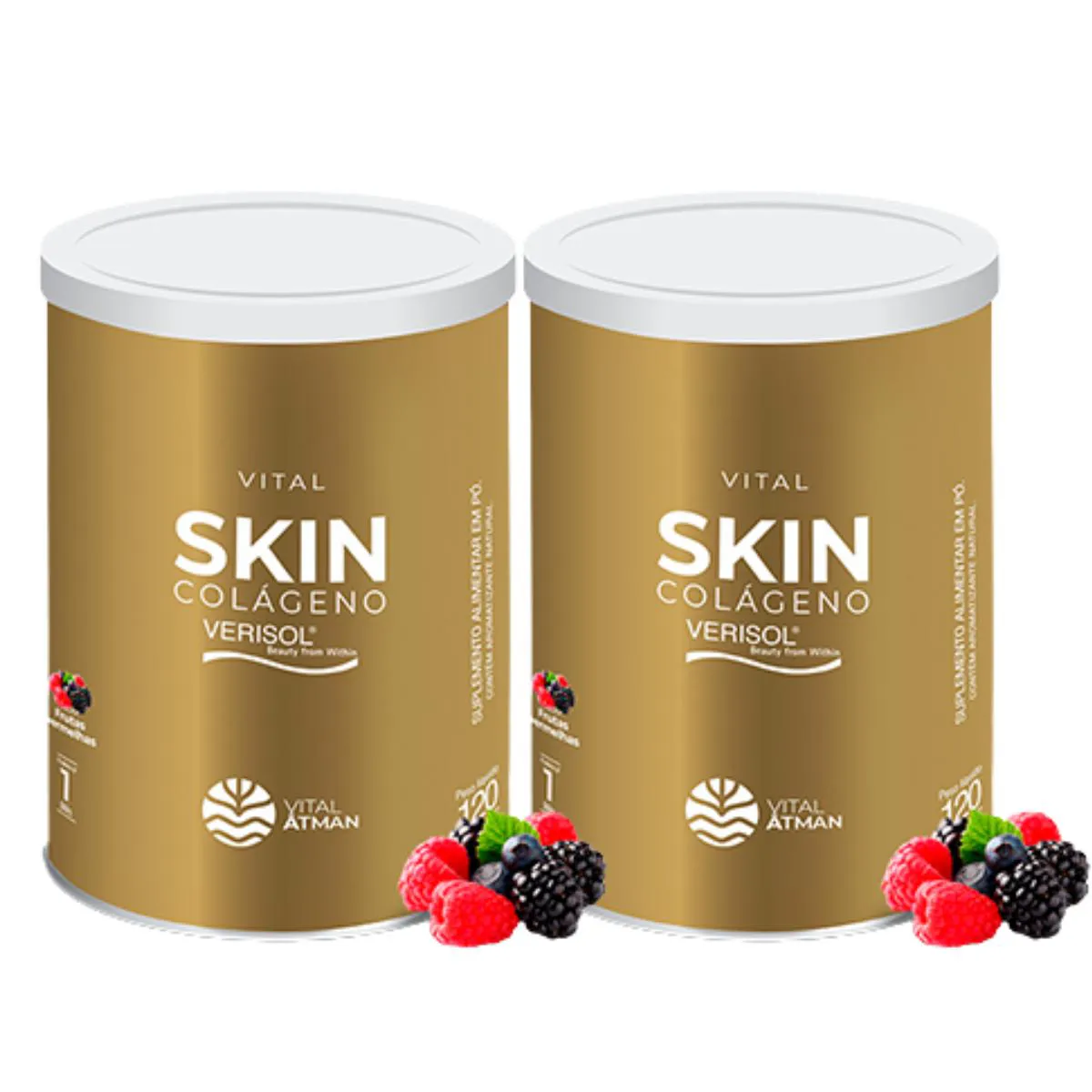 2X VITAL SKIN COLáGENO VERISOL VITAL ÂTMAN FRUTAS VERMELHAS 120G