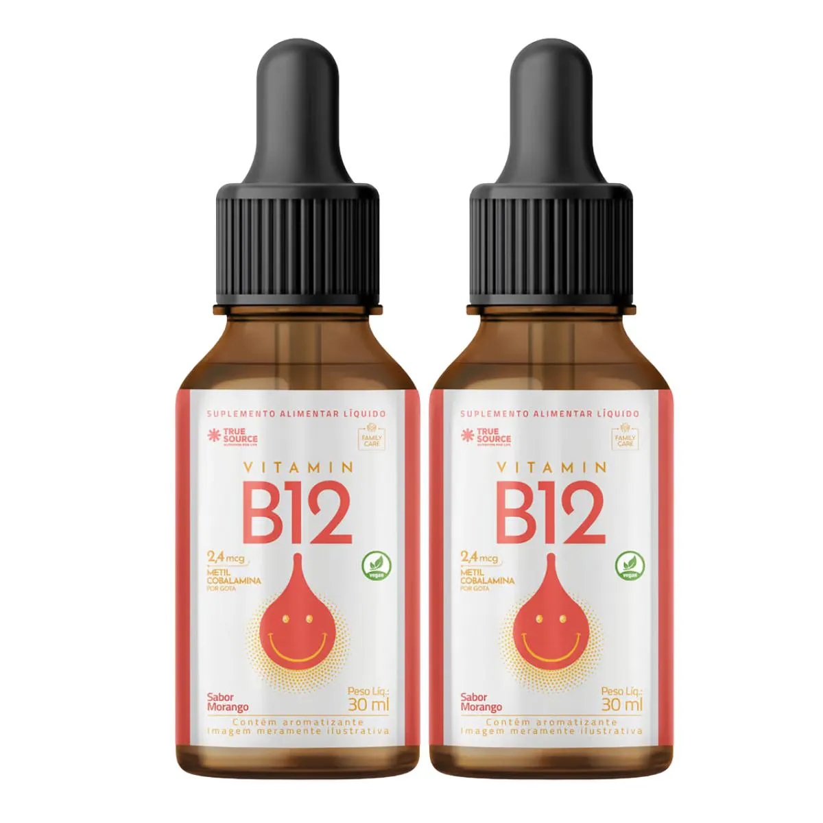 2X VITAMINA B12 METILCOBALAMINA 2,4MCG KIDS TRUE SOURCE MORANGO 30ML