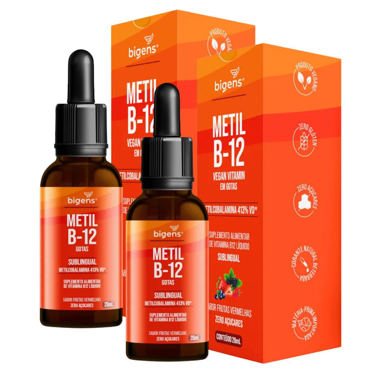 2X VITAMINA B12 METILCOBALANINA BIGENS FRUTAS VERMELHAS 20ML