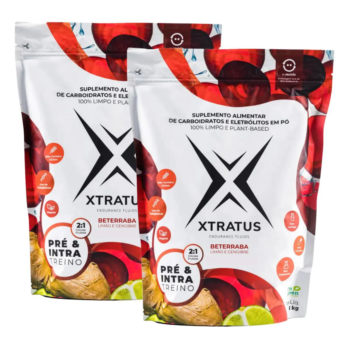 2X XTRATUS ENDURANCE INTRATREINO NITRATO800 LIMãO E GENGIBRE 1KG Beterraba Limão E Gengibre