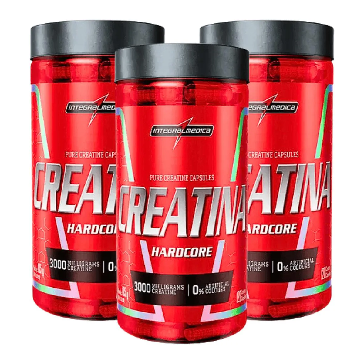3X CREATINA MONOHIDRATADA 100% PURA INTEGRALMEDICA 120 CáPSULAS SEM Sabor