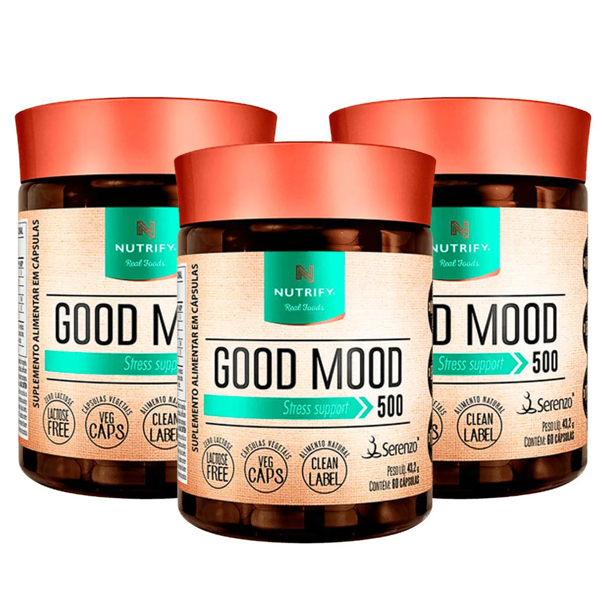 3X GOOD MOOD SERENZO NUTRIFY 60 CAPSULAS SEM Sabor