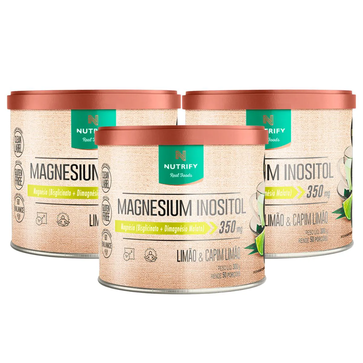 3X MAGNéSIO INOSITOL NUTRIFY LIMãO E CAPIM LIMãO 300G